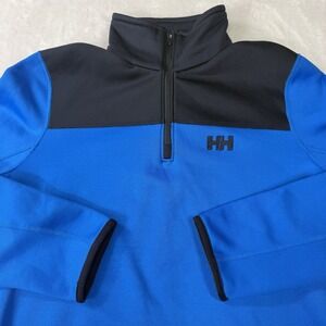 Helly Hansen Pullover Mens Small Blue 1/4 Zip Performance Polartec HH Logo